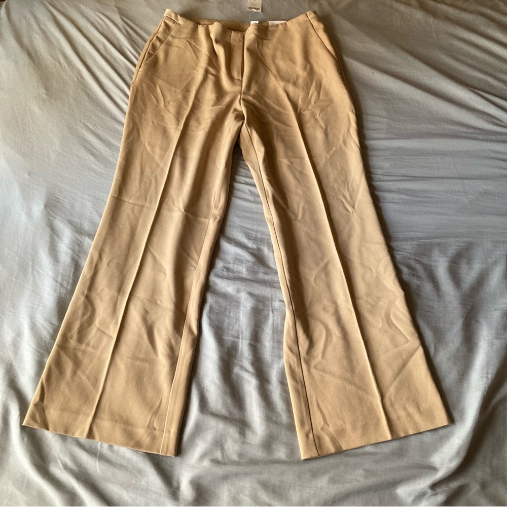Chicos The Ultimate Fit Metro Pants Womens 2 Beige Khaki Wide Leg 36 Inch Waist